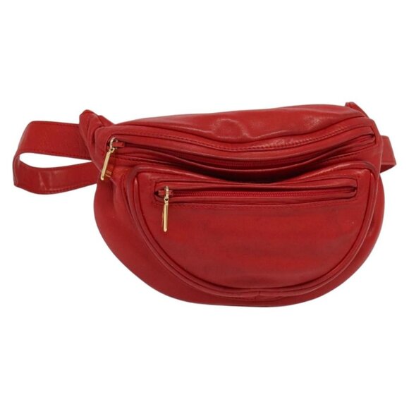 GUCCI Waist bag Leather Red Gold Auth BD1765 - Picture 1 of 16